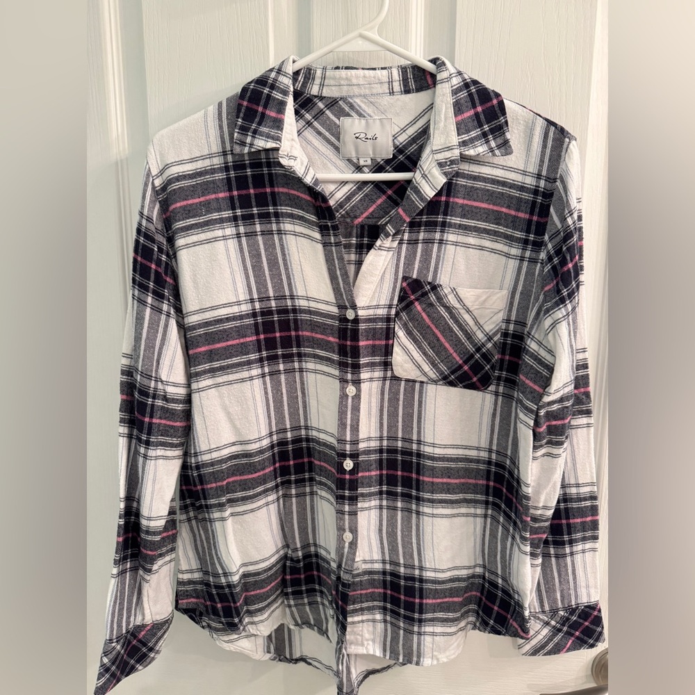 Rails XS Black and White Plaid Flannel Shirt
